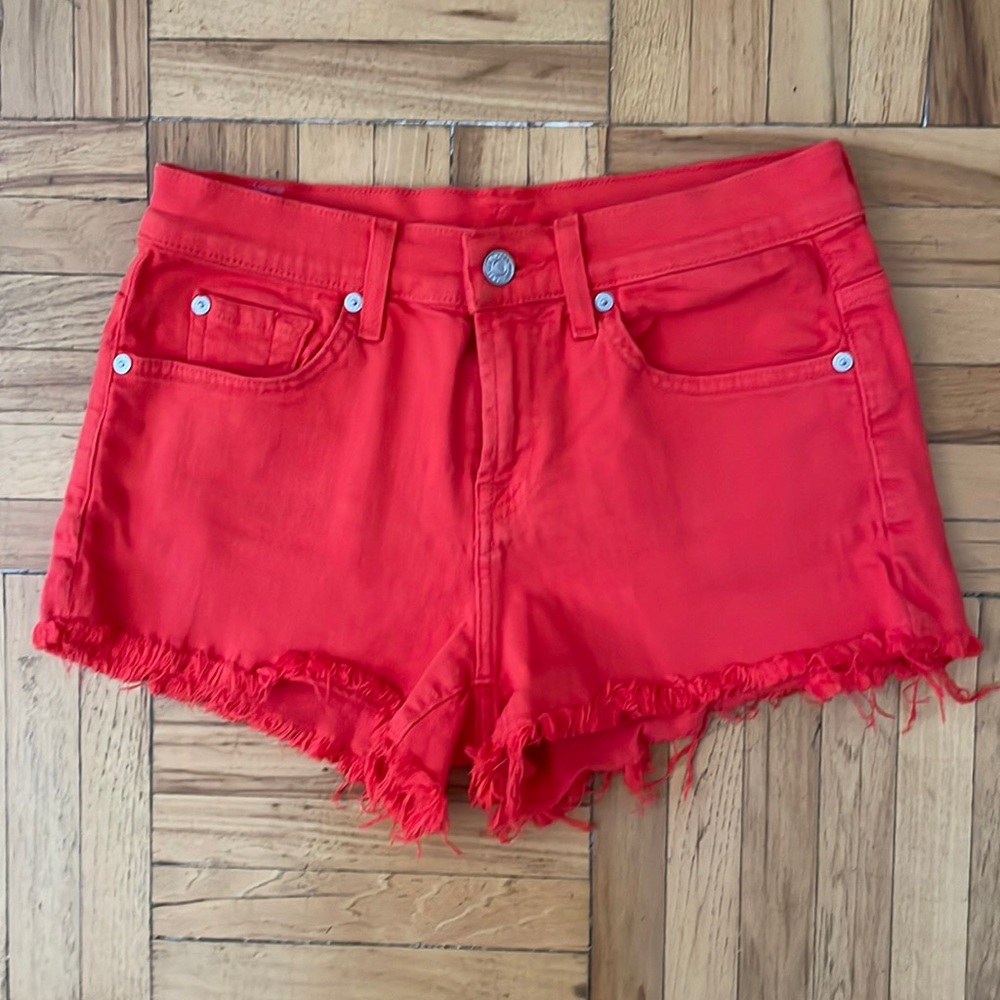 New 7 For All Mankind Red Denim Shorts size 25